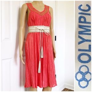 Olympic v-neck loose fit Sleeveless Midi Dress M